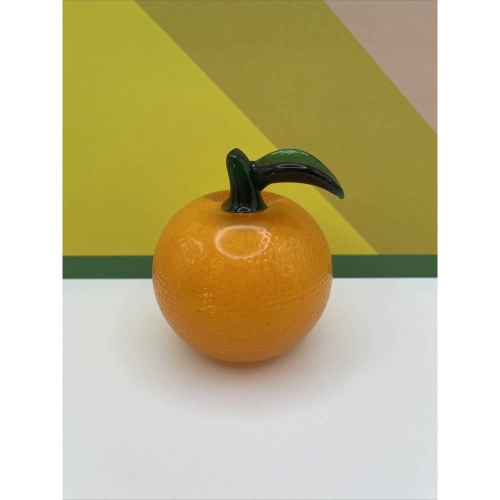 Vintage Orange Fruit Art Glass Paperweight Nice Quality Heavy Solid Decoration‎